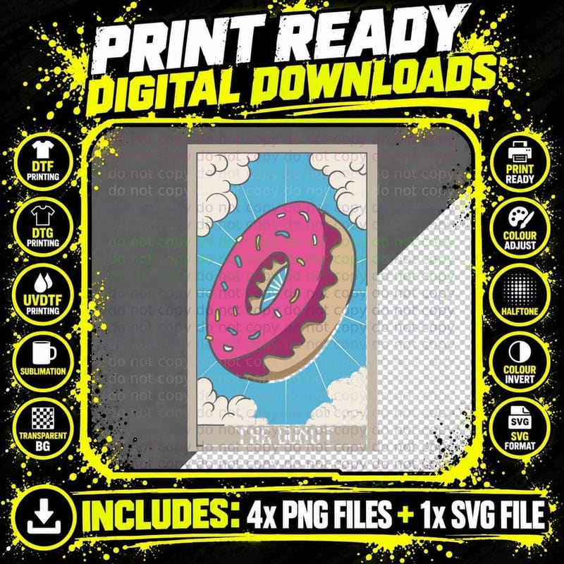 The Donut Doughnut Tarot Card Donut Lover Occult Donut Png SVG Digital Bundle