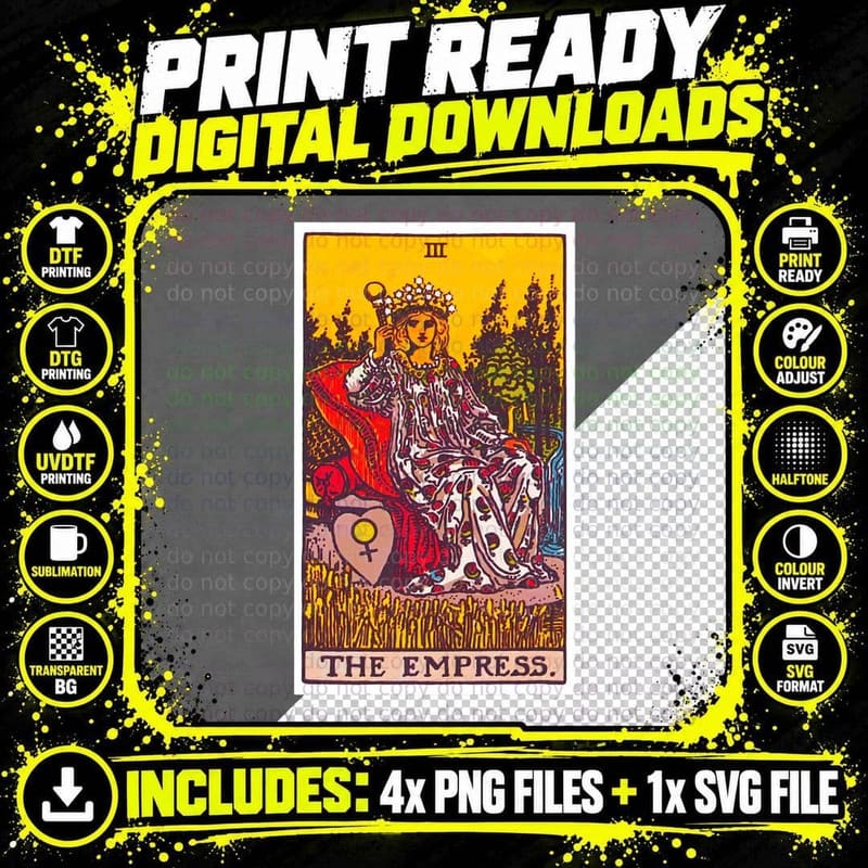The Empress Tarot T-Shirt Psychic Occult Tee Shirt Png SVG Digital Bundle