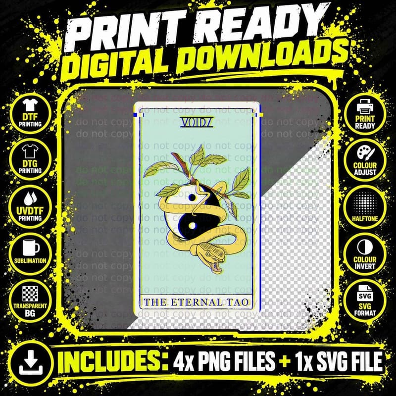 The Eternal Tao Tarot Card -Glitch Version T-Shirt Png SVG Digital Bundle