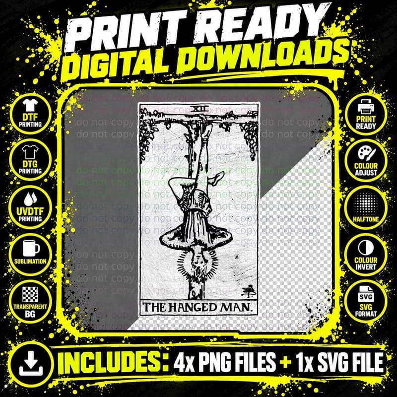 The Hanged Man Tarot Card - Major Arcana - Fortune Png SVG Digital Bundle