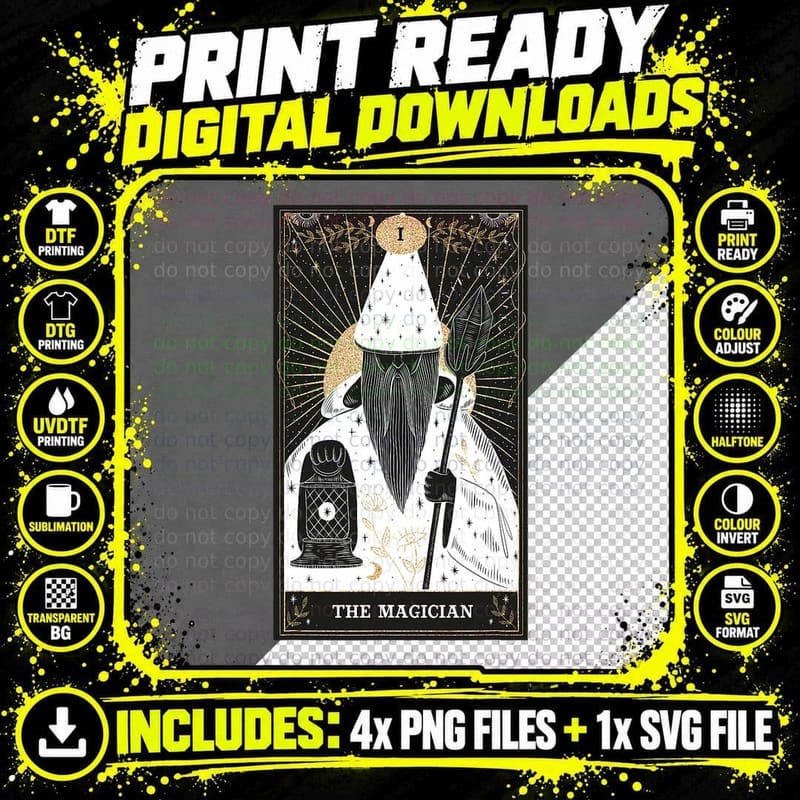 The Magician - Tarot Card T-Shirt Png SVG Digital Bundle