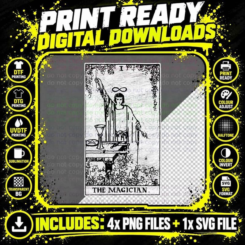 The Magician Tarot Card - Major Arcana - Fortune Telling Png SVG Digital Bundle