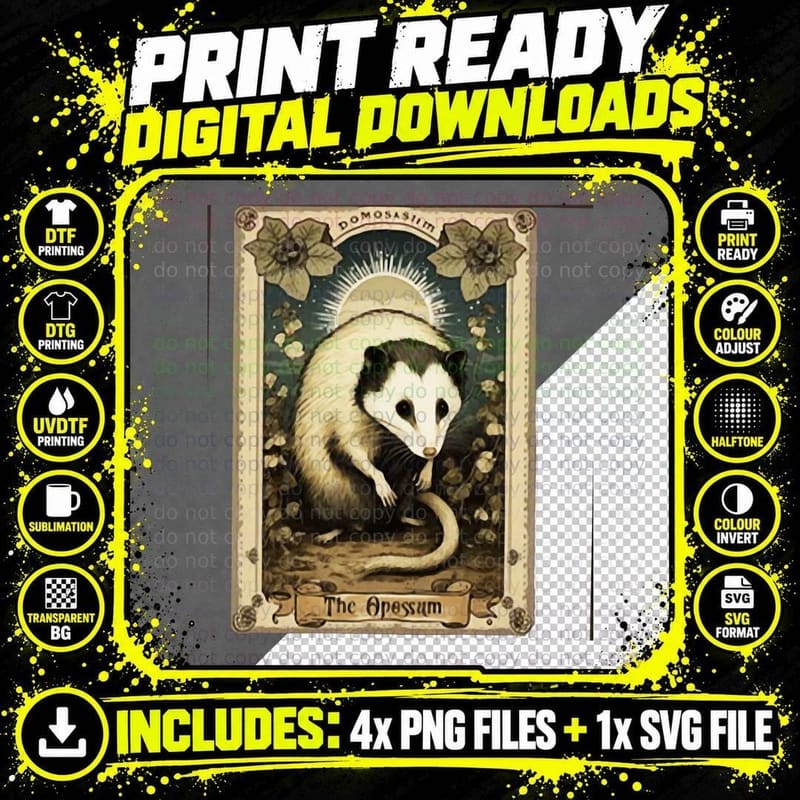 The Opossum Tarot Card - Possum Tarot Card T-Shirt Png SVG Digital Bundle