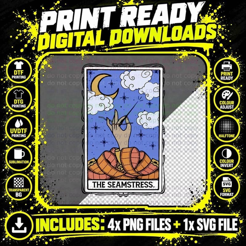 The Seamstress Tarot Card Sewing Lover Sewer Seamstress Png SVG Digital Bundle