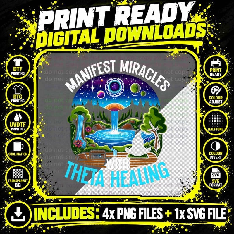 Theta Healing Spiritual Energy Healing Meditation T-Shirt Png SVG Digital Bundle