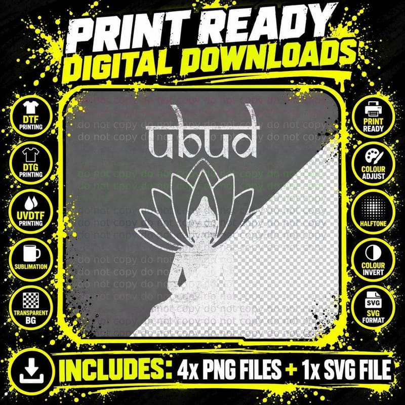 Ubud Bali Buddha Indonesia T-Shirt Png SVG Digital Bundle