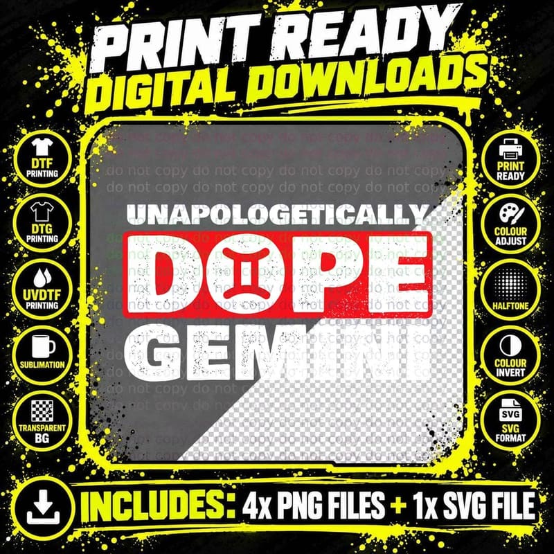 Unapologetically Dope Gemini - Astrology Zodiac Sign Png SVG Digital Bundle