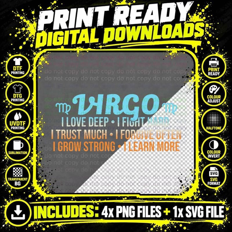 Virgo Zodiac Facts T-Shirt, Astrology Sign Print Png SVG Digital Bundle