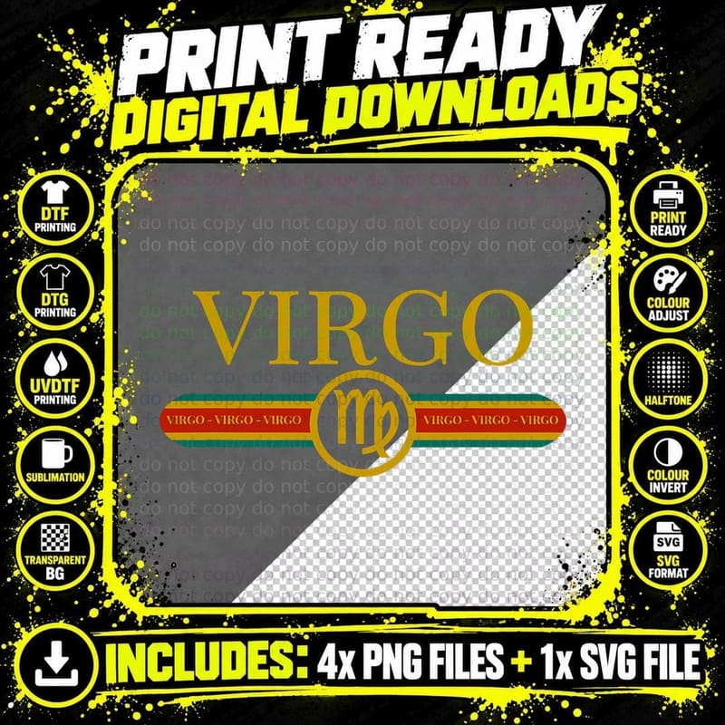 Virgo Zodiac Sign - Astrology - Horoscope - Fashion Png SVG Digital Bundle