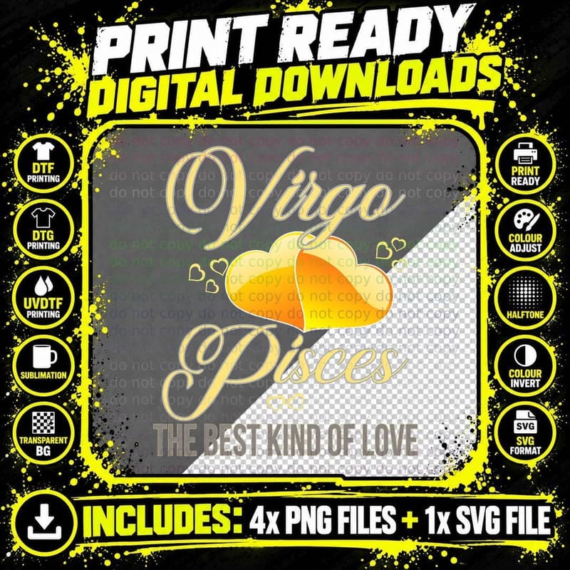 Virgo Zodiac Sign Virgo and Pisces Horoscope Bkol T-Shirt Png SVG Digital Bundle