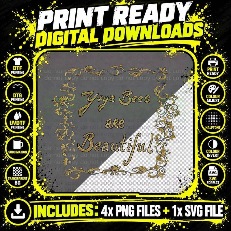 Yoga Bees Are Beautiful T-Shirt, Mindfulness Spiritual Png SVG Digital Bundle