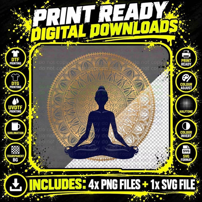 Yoga Dress Meditation Clothes T-Shirt Png SVG Digital Bundle