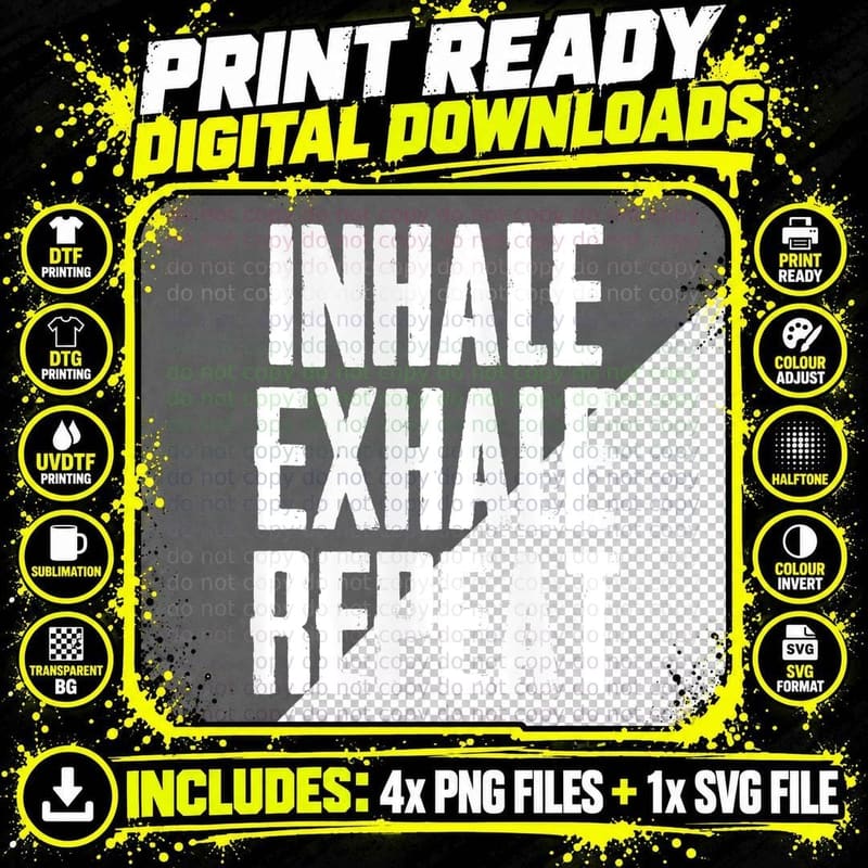 Yoga Gifts - Inhale T-Shirt, Mindfulness Spiritual Great Png SVG Digital Bundle