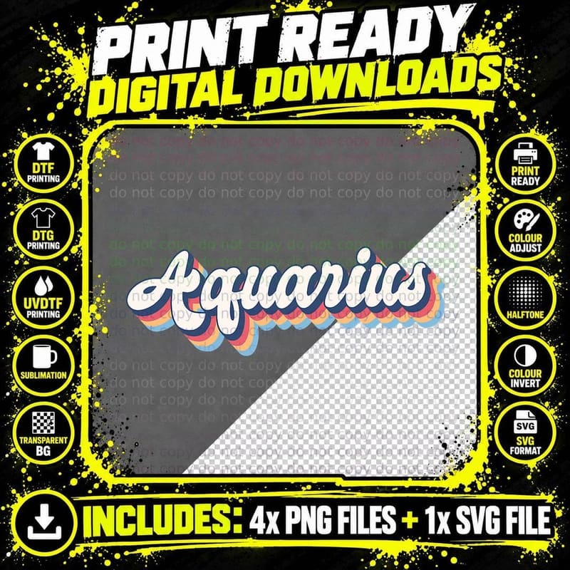 Zodiac Sign Astrology Aquarius Girl T-Shirt Png SVG Digital Bundle