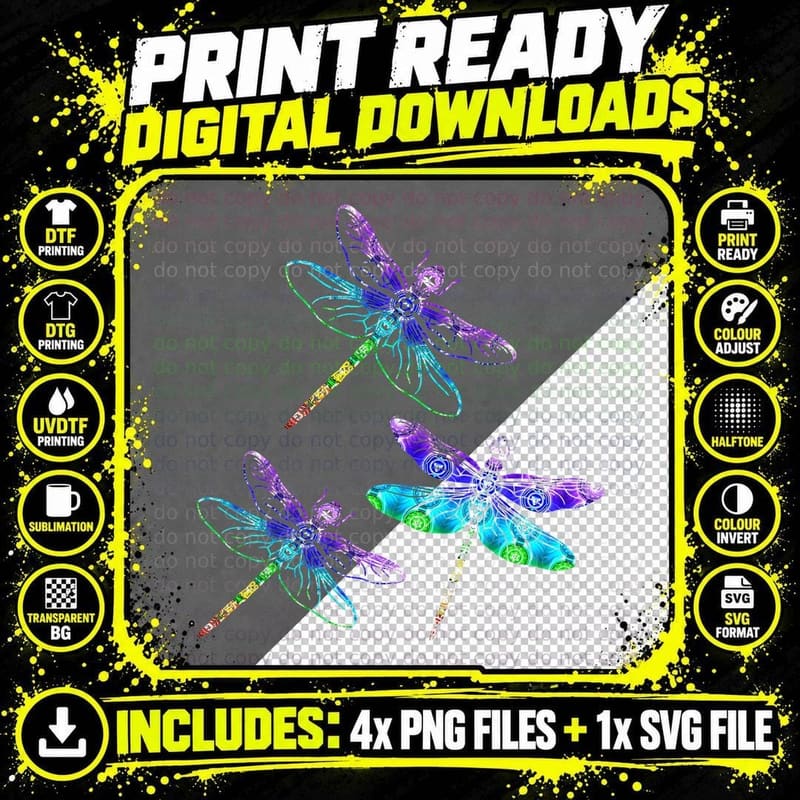 Dragonfly Gift Spirit Animal Shirt Chakra Color Png SVG Digital Bundle