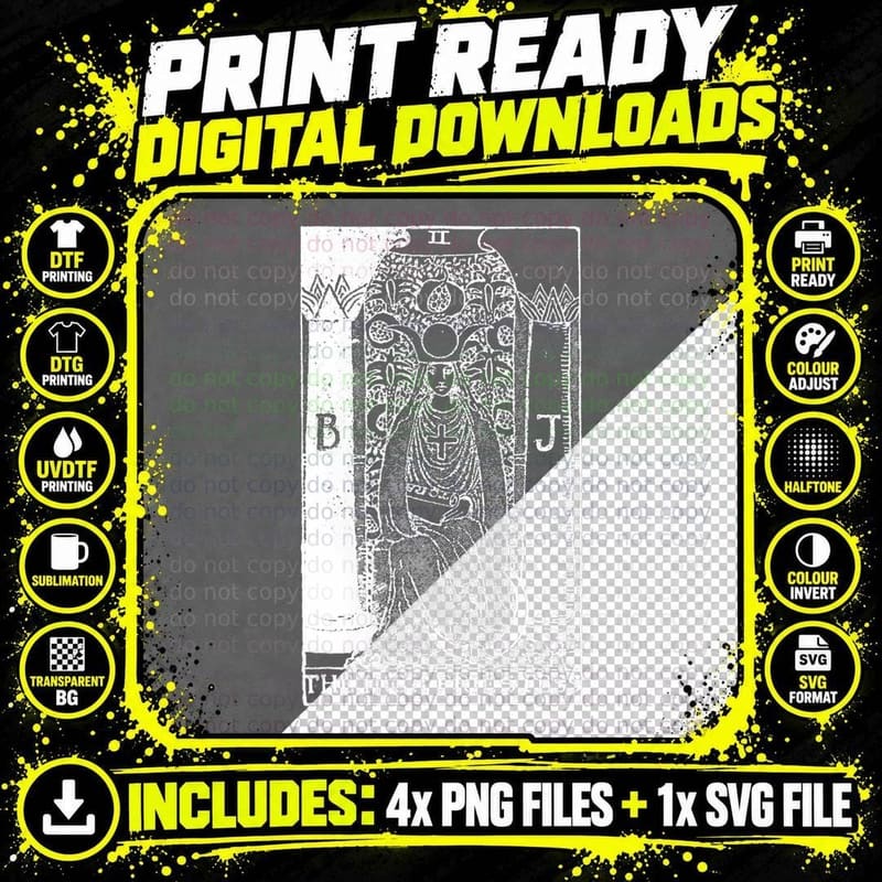 The High Priestess Tarot Card T-Shirt Png SVG Digital Bundle