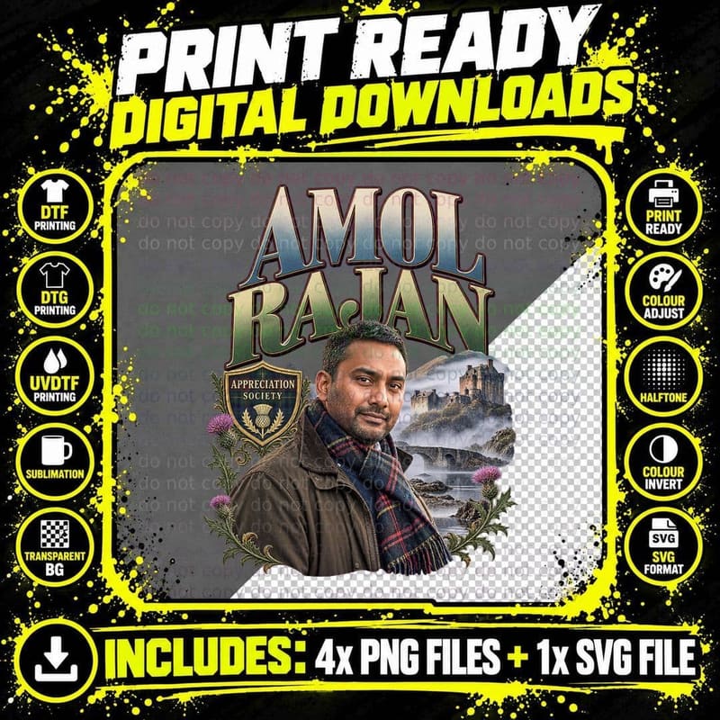 Amol Appreciation Society Highland Castle Tartan Broadcaster Vintage T-Shirt Png SVG Digital Bundle