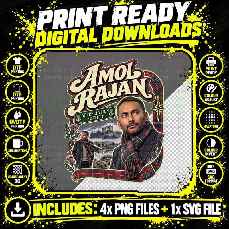 Amol Appreciation Society Scottish Highlands Thistle Retro Presenter T-Shirt Png SVG Digital Bundle