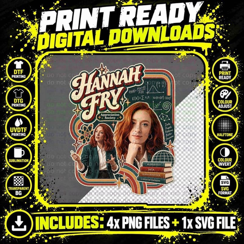 Hannah Appreciation Society Maths Chalkboard Equations Globe Science TV T-Shirt Png SVG Digital Bundle