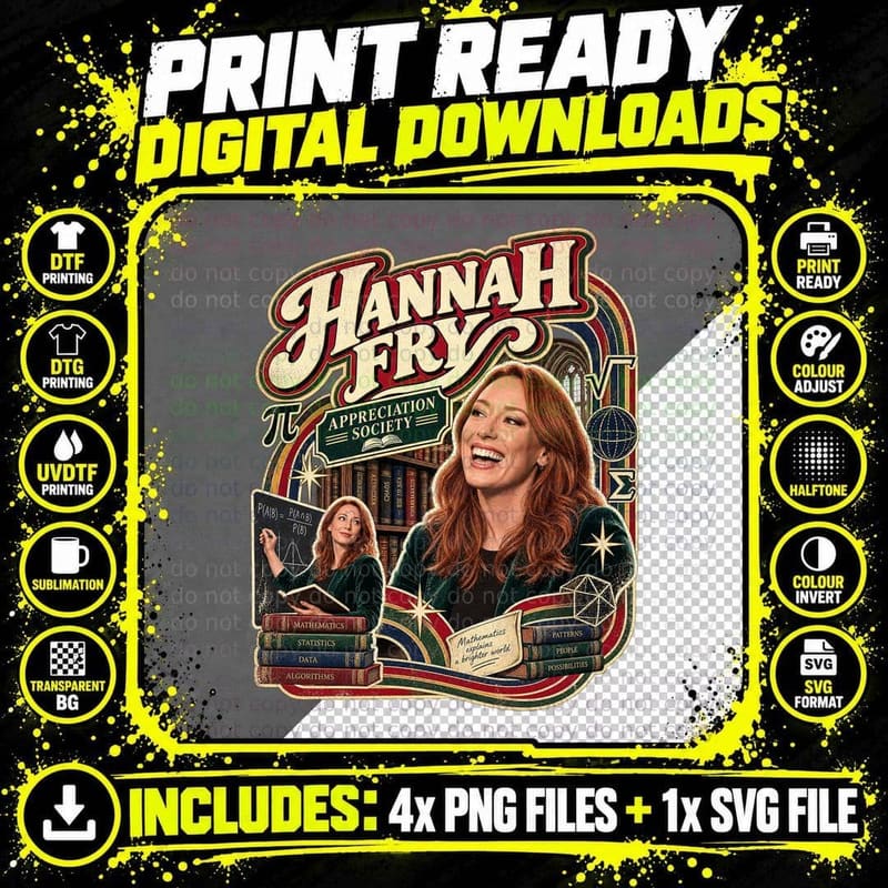 Hannah Appreciation Society Old Library Bookshelves Maths Genius Science T-Shirt Png SVG Digital Bundle