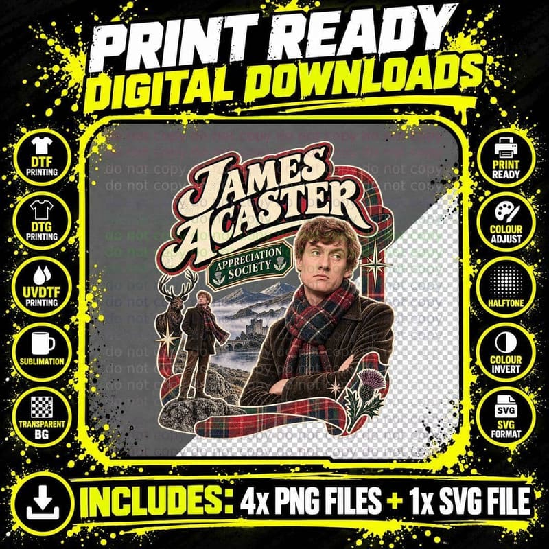 James Appreciation Society Highland Stag Tartan Scarf British Comedy T-Shirt Png SVG Digital Bundle