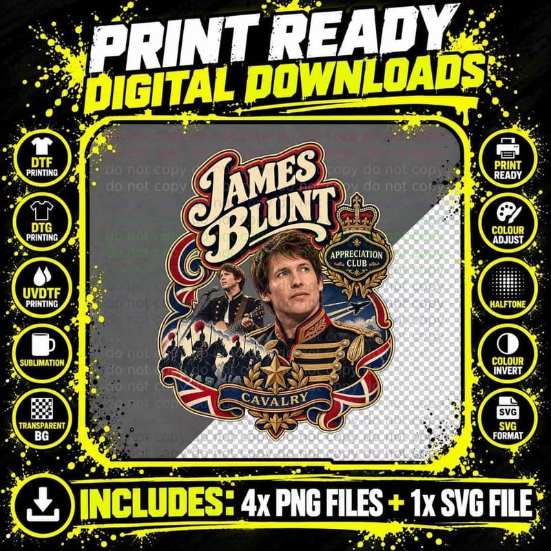 James Appreciation Club Cavalry Officer Union Jack 00s Singer Songwriter T-Shirt Png SVG Digital Bundle
