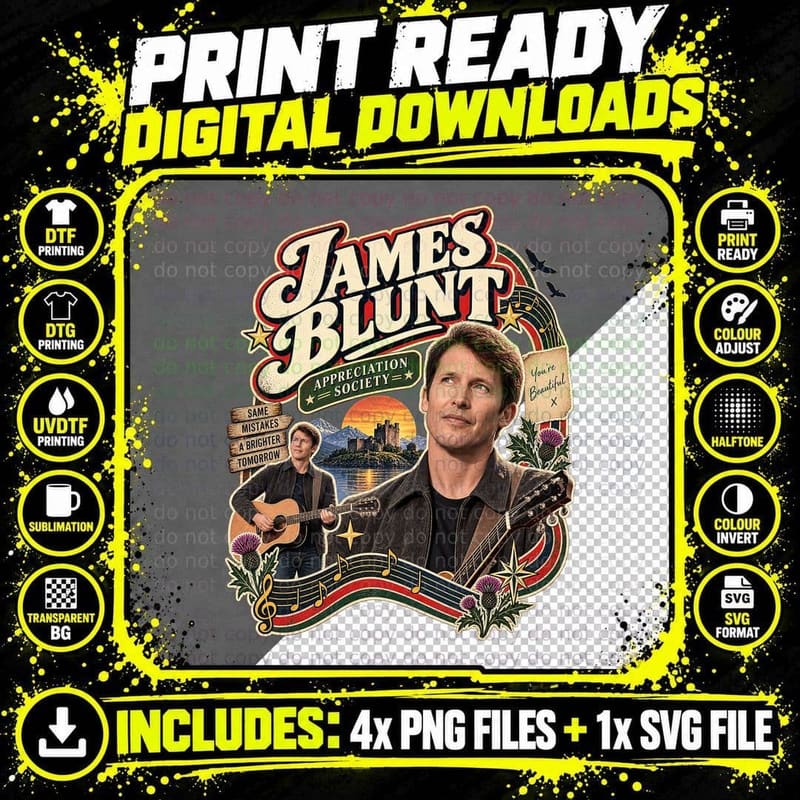 James Appreciation Society Same Mistakes You're Beautiful 00s Singer T-Shirt Png SVG Digital Bundle