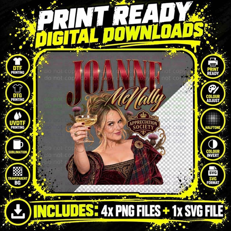Joanne Appreciation Society Champagne Toast Tartan Irish Comedian T-Shirt Png SVG Digital Bundle