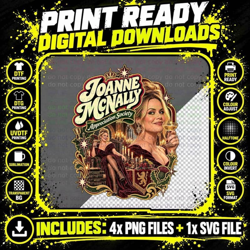 Joanne Appreciation Society Banquet Champagne Candelabra Irish Comedy T-Shirt Png SVG Digital Bundle