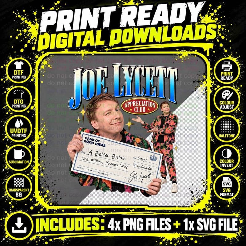 Joe Appreciation Club Big Cheque A Better Britain Million Pounds Comedy T-Shirt Png SVG Digital Bundle
