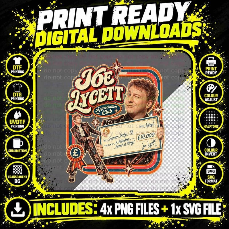 Joe Appreciation Club Big Cheque Sequin Suit Consumer Champion Comedian T-Shirt Png SVG Digital Bundle