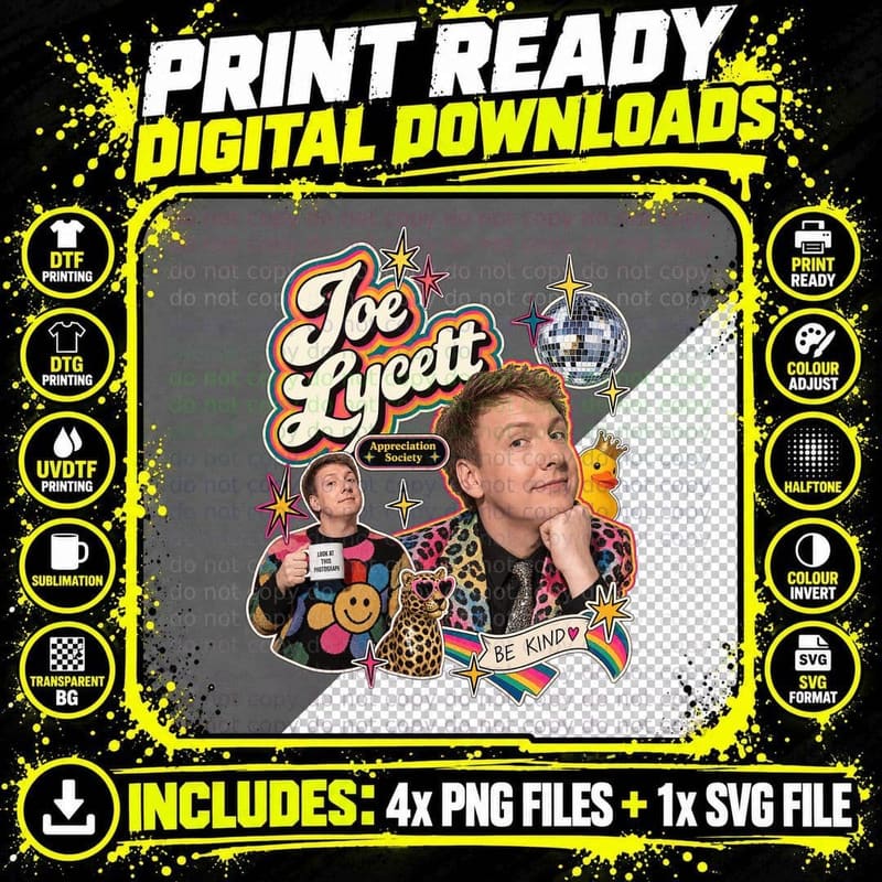 Joe Lycett Appreciation Society Psychedelic Retro Png SVG Digital Bundle