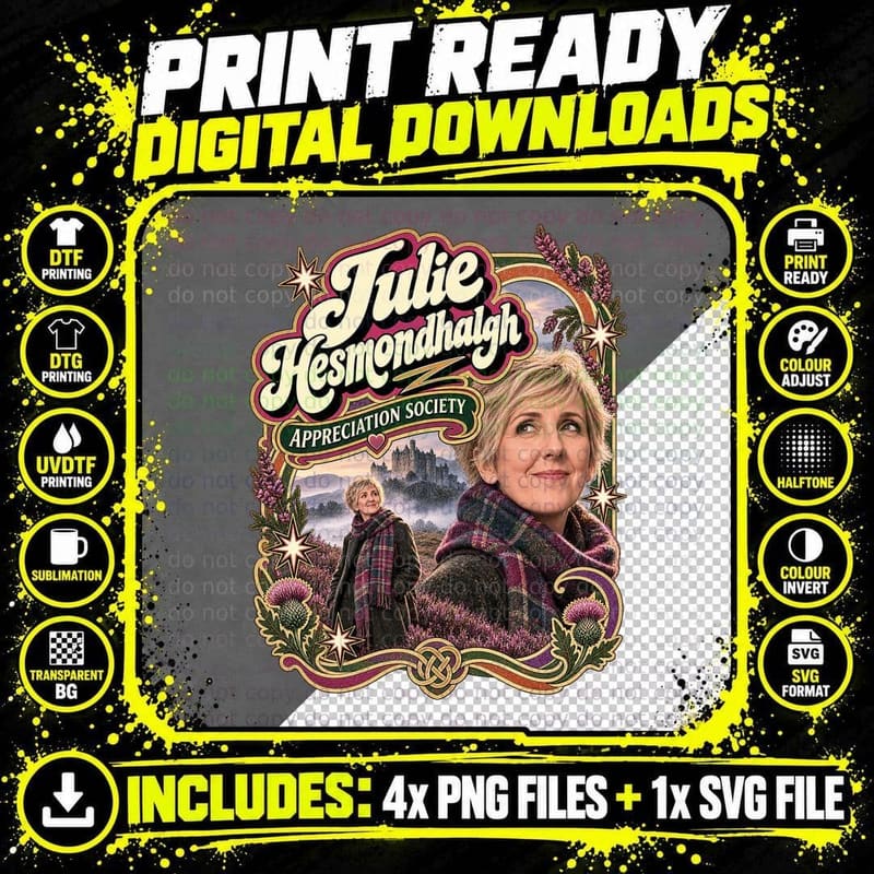 Julie Appreciation Society Scottish Highlands Tartan Castle Actress T-Shirt Png SVG Digital Bundle
