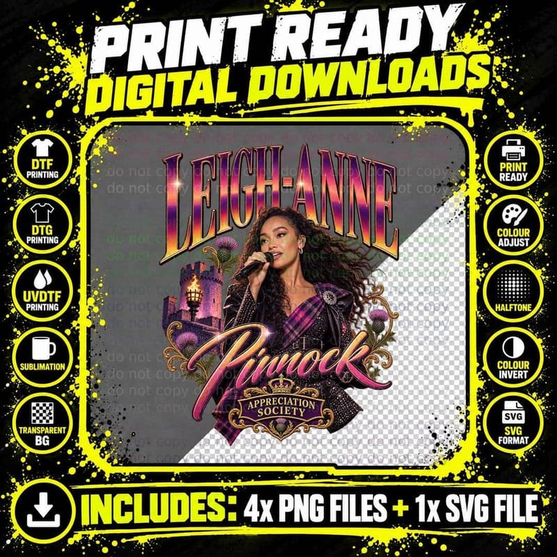 Leigh-Anne Appreciation Society Neon Script Castle Tartan Pop Singer T-Shirt Png SVG Digital Bundle