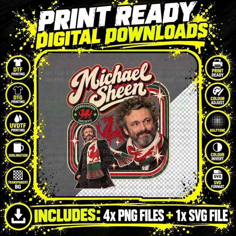 Michael Appreciation Society Welsh Dragon Scarf Theatrical Actor Cymru T-Shirt Png SVG Digital Bundle