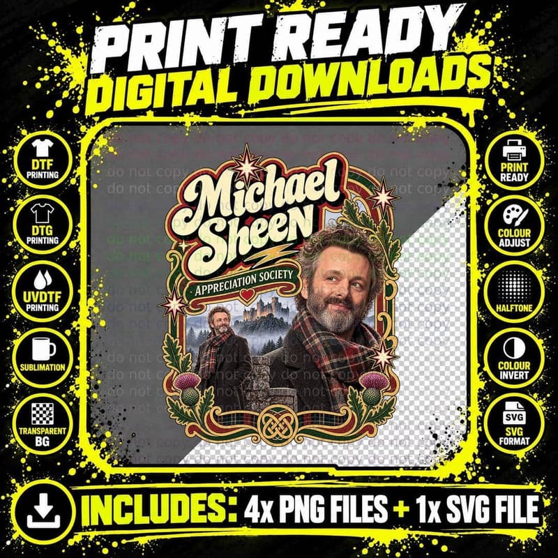 Michael Appreciation Society Scottish Highlands Tartan Welsh Actor T-Shirt Png SVG Digital Bundle