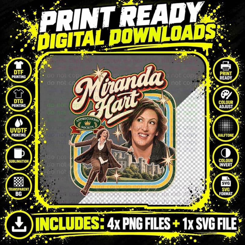 Miranda Appreciation Society Gallop Castle Turrets Comedy Actress Retro T-Shirt Png SVG Digital Bundle