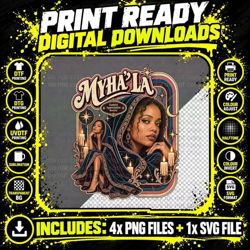 Myha'la Faithful Appreciation Society Velvet Hood Candles TV Actress T-Shirt Png SVG Digital Bundle