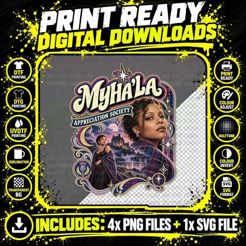 Myha'la Appreciation Society Moonlit Castle Tartan Shawl TV Actress T-Shirt Png SVG Digital Bundle