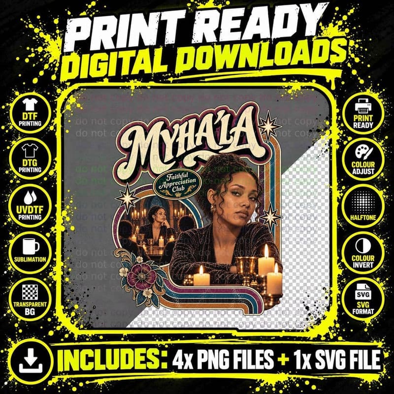 Myha'la Faithful Appreciation Club Candlelit Table Roses Castle Actress T-Shirt Png SVG Digital Bundle