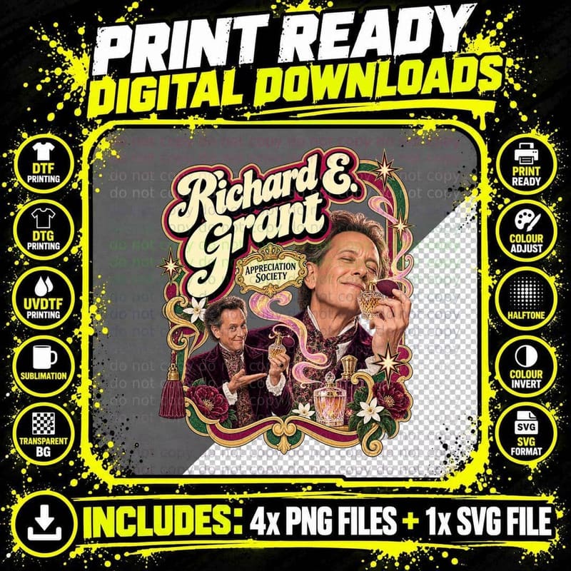 Richard Appreciation Society Perfume Roses Eccentric British Actor Retro T-Shirt Png SVG Digital Bundle