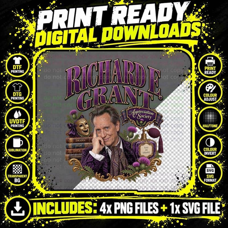 Richard Appreciation Society Theatre Mask Perfume Books British Actor T-Shirt Png SVG Digital Bundle