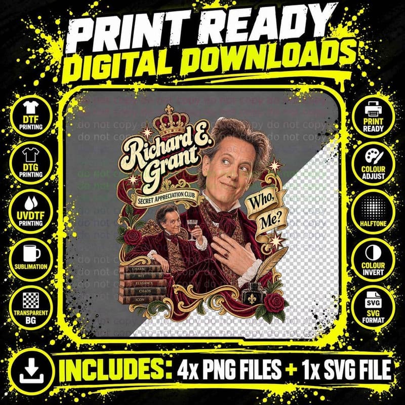 Richard Secret Appreciation Club Who Me Velvet Books Dandy British Actor T-Shirt Png SVG Digital Bundle