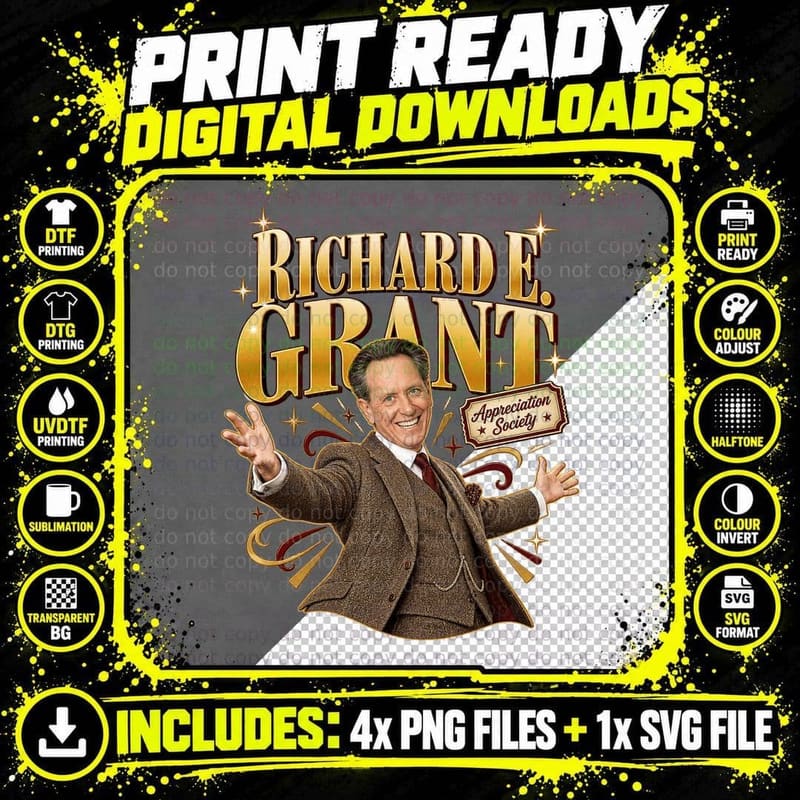 Richard Appreciation Society Tweed Suit Arms Wide Joyful British Actor T-Shirt Png SVG Digital Bundle