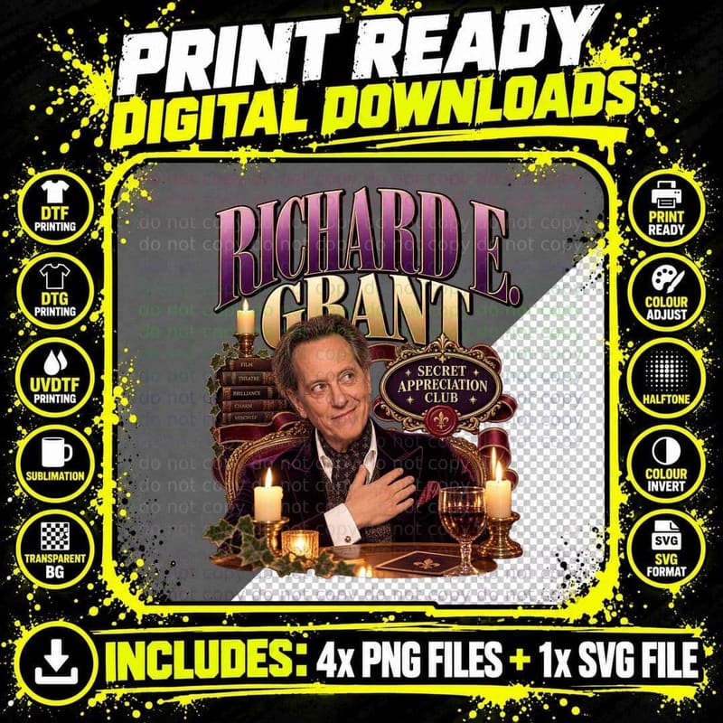 Richard Secret Appreciation Club Purple Chrome Candles Red Wine Actor T-Shirt Png SVG Digital Bundle