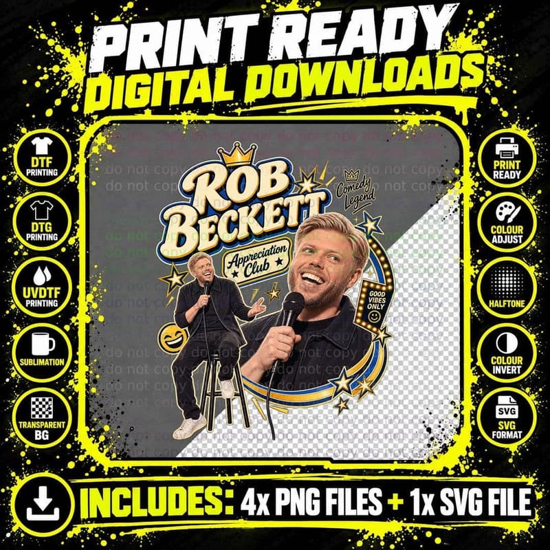 Rob Appreciation Club Comedy Legend Good Vibes Only Stand Up Microphone T-Shirt Png SVG Digital Bundle