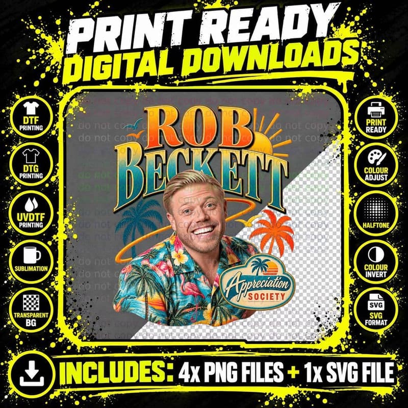 Rob Appreciation Society Hawaiian Print Palm Trees Sunset Comedian T-Shirt Png SVG Digital Bundle