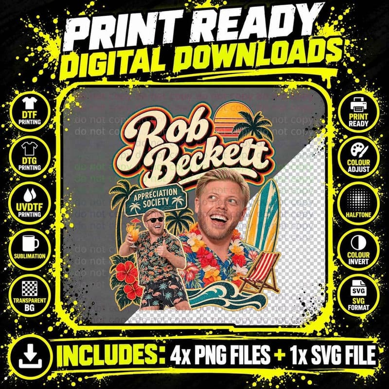 Rob Appreciation Society Beach Holiday Surfboard Deck Chair Comedian T-Shirt Png SVG Digital Bundle