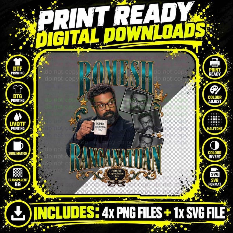 Romesh Faithful Appreciation Club Probably Overthinking This Comedian T-Shirt Png SVG Digital Bundle