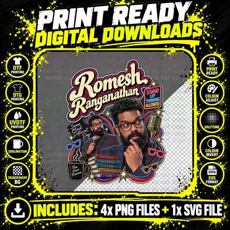 Romesh Stand Up Thinking Allowed Same Mind Different Day Comedian T-Shirt Png SVG Digital Bundle